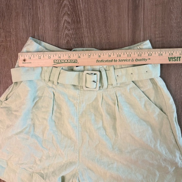 Abercrombie & Fitch High Rise Linen Blend Shorts Sz M Light Sage Green Pistachio - Picture 5 of 11